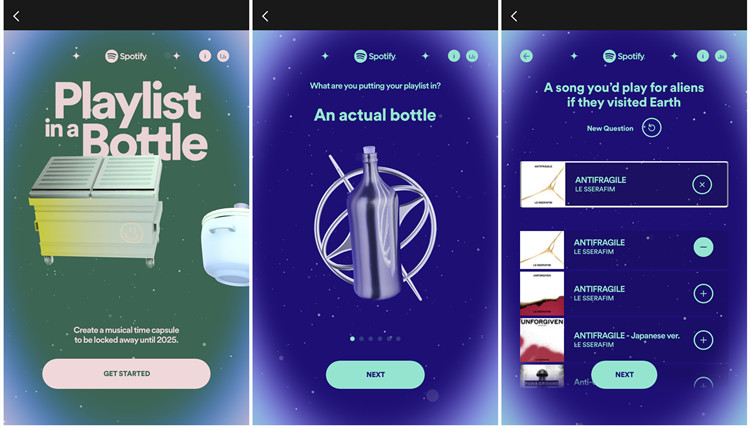 spotify make your playlist in a bottle
