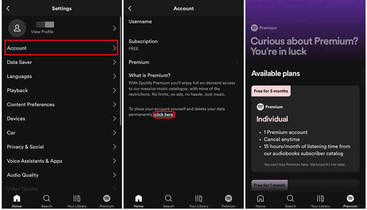 spotify mobile account get premium