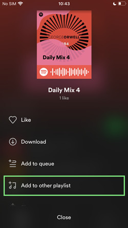 spotify mobile add to other playlist