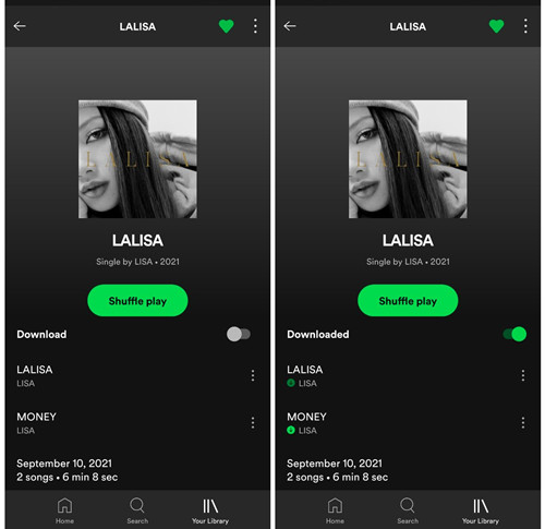 spotify mobile android download album