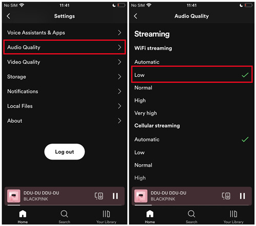 spotify mobile audio quality streaming low