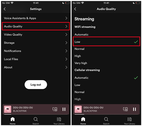 spotify mobile audio quality streaming streaming low