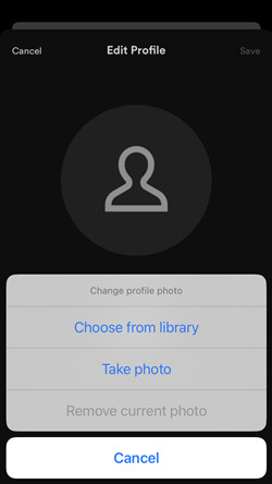 spotify mobile choose display photo from