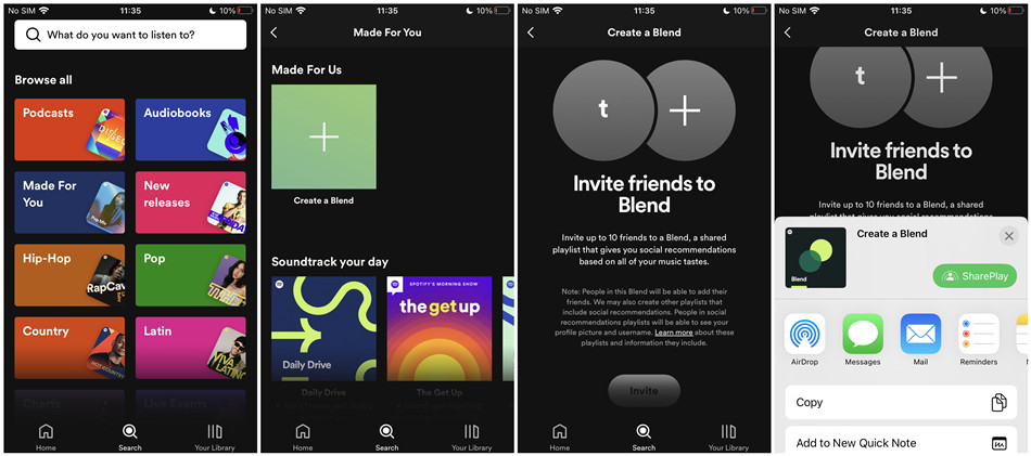 spotify mobile create a blend