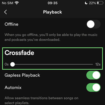 spotify mobile crossfade