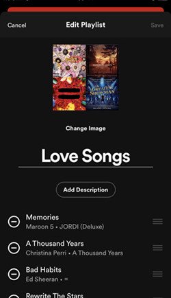 spotify mobile edit playlist description