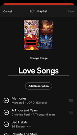 spotfy mobile edit playlist description