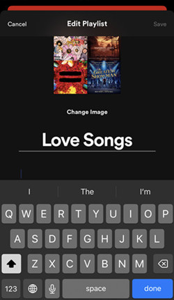 spotify mobile enter playlist name