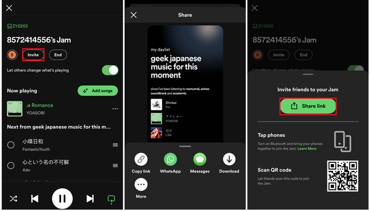 spotify jam session invite friends