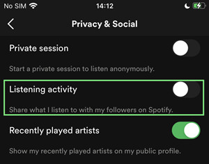spotify mobile listening activity off