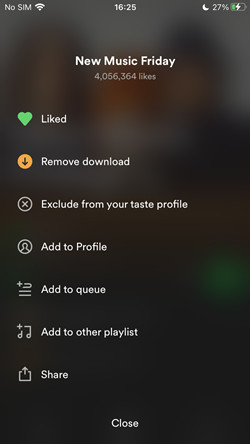 spotify mobile new music friday add to other playlist