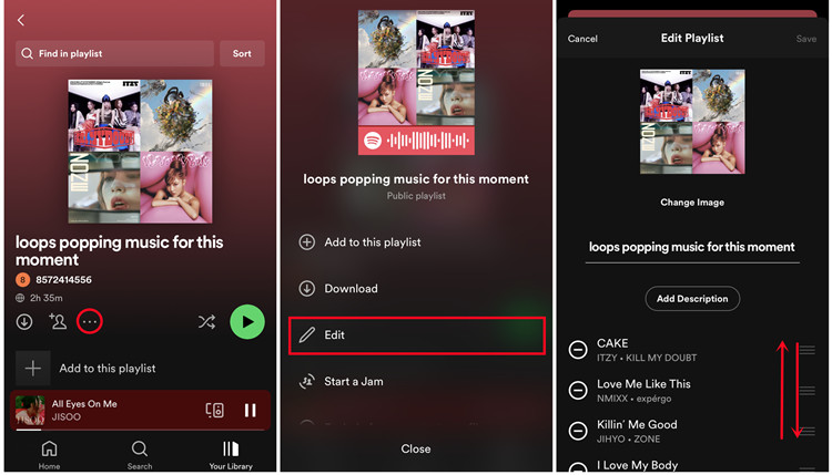spotify mobile playlist edit