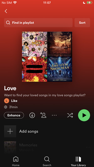 spotify mobile playlist profile