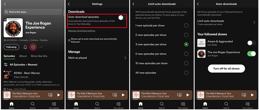 spotify mobile podcast episdeo auto download
