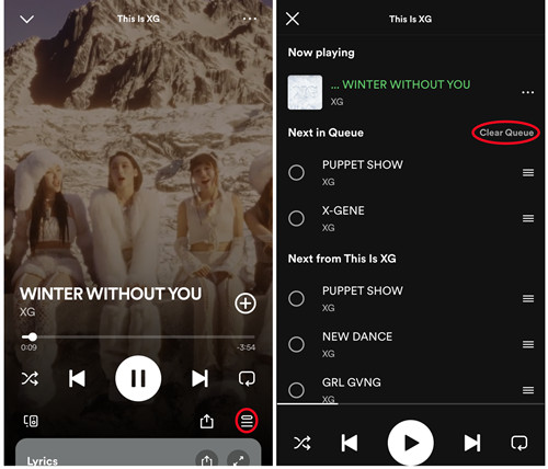 spotify mobile queue clear queue