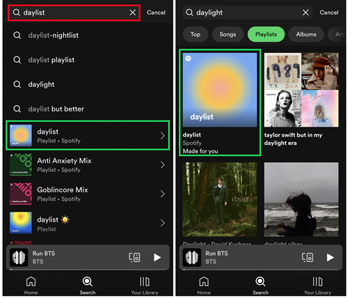 spotify mobile search for daylist