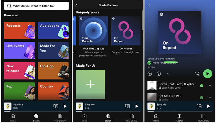 spotify mobile search uniquely yours on repeat