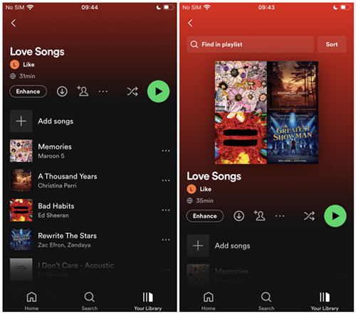 spotify mobile sort songs to change order