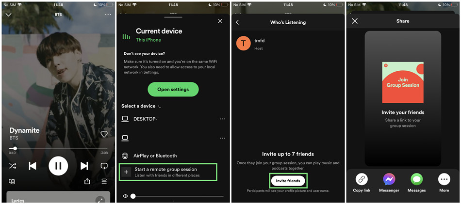 spotify mobile start a group session