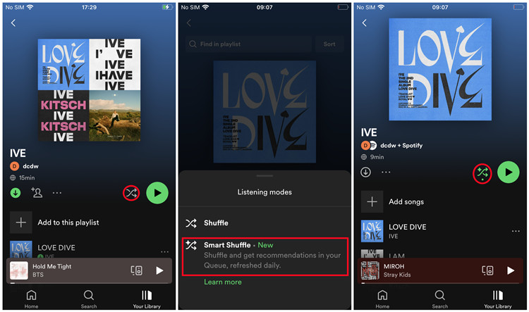 spotify mobile turn on smart shuffle