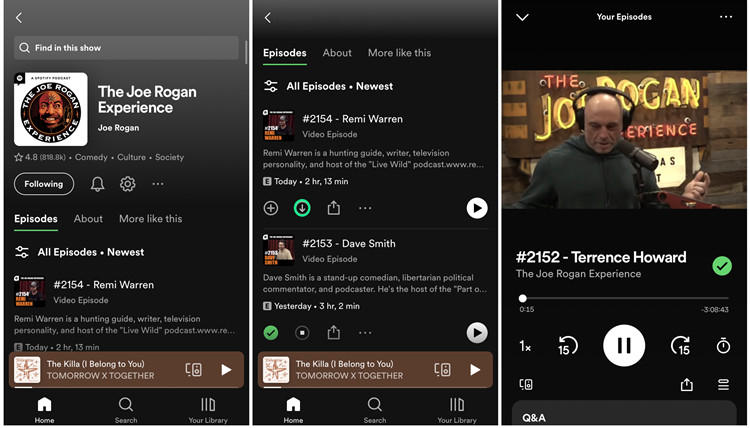 spotify mobile video podcast download episode