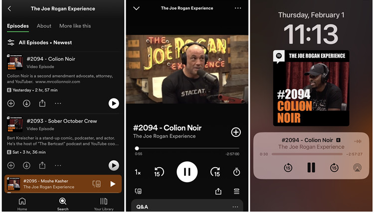 spotify mobile watch joe rogan experience