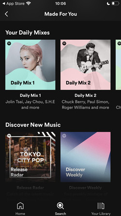 spotify mobile your daily mixes