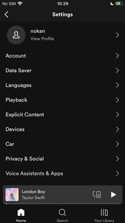 spotify mobile your profile
