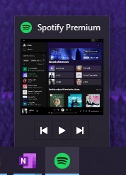 spotify music control taskbar