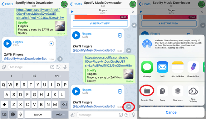 spotify music iphone telegram