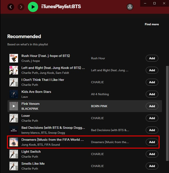 spotify playlist recommended add