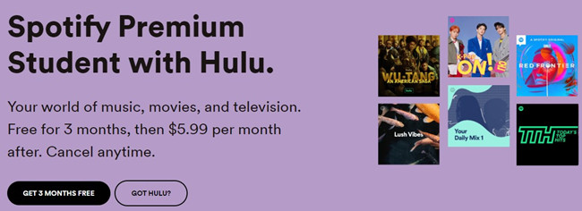 spotify premium student with hulu