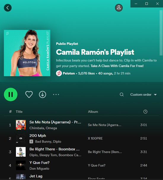 spotify publich playlists curated by peloton