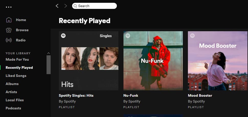 spotify recently played
