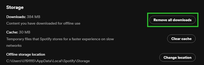 spotify remove all downloads