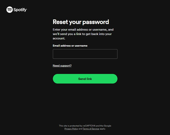 spotify reset your password
