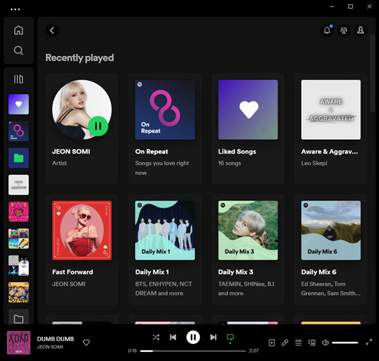 spotify desktop recently played see all view
