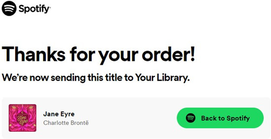 spotify send audiobook to your library