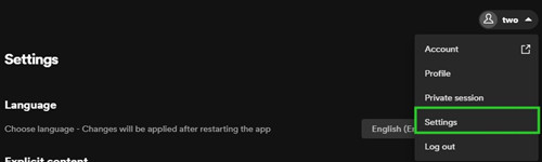go to Settings on Spotify for desktop