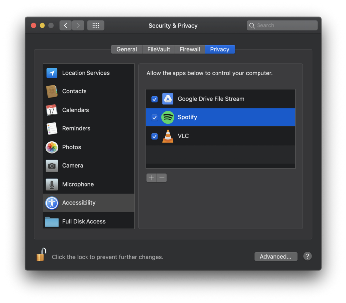 spotify shortcuts mac