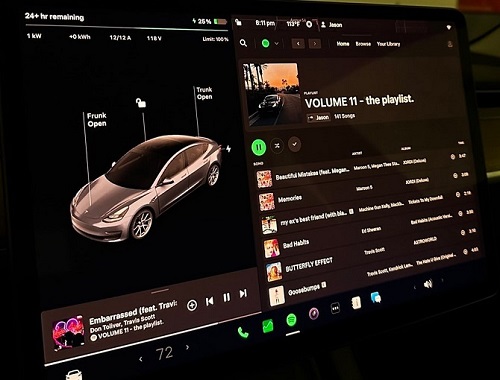 spotify tesla app interface