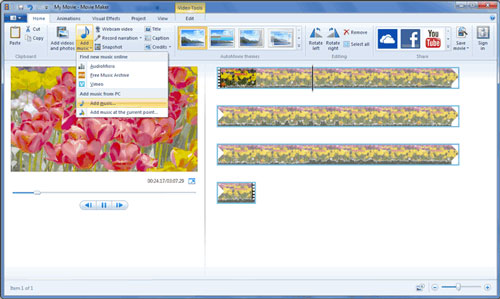 add music to windows movie maker