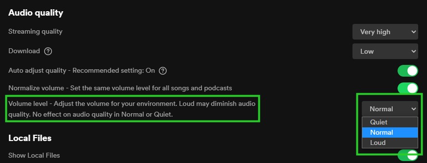 volume level