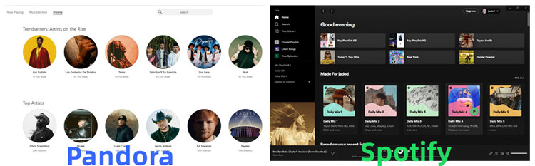 Spotify vs Pandora: interface
