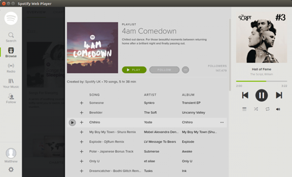 spotify web player for linux