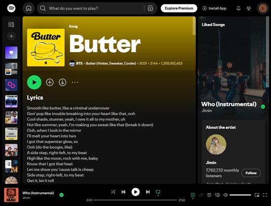 spotify web player song full lyrics