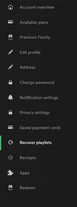 spotify your account overview recover playlists