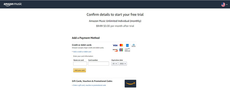 start Amazon Music free trial