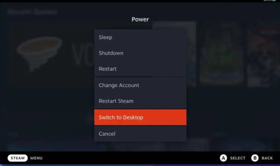 steam deck user power switch to desktop