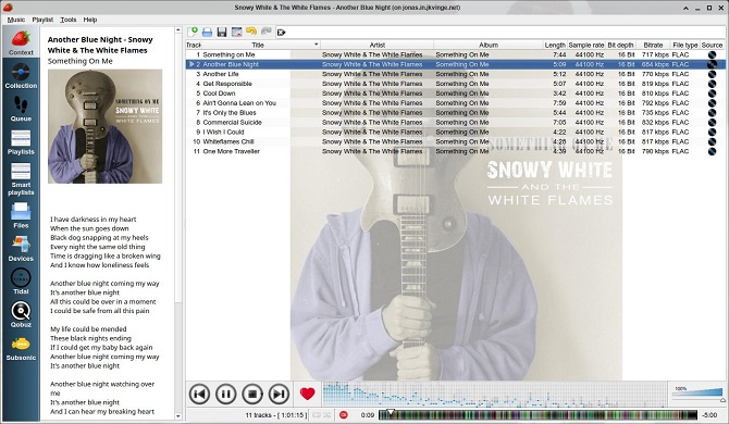 strawberry music player interface